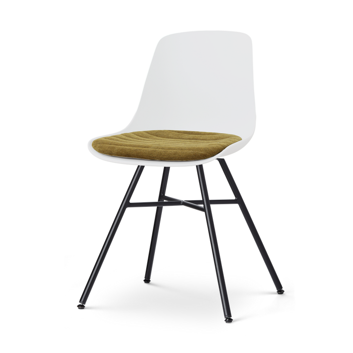 Nolon Noa-Liv eetkamerstoel wit met mosgroen zitkussen - zwart