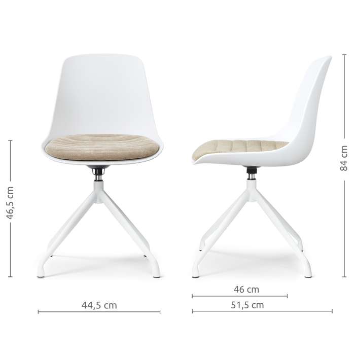 Nolon Nola-Liv draaibare eetkamerstoel wit met nougatbruin zitkussen -