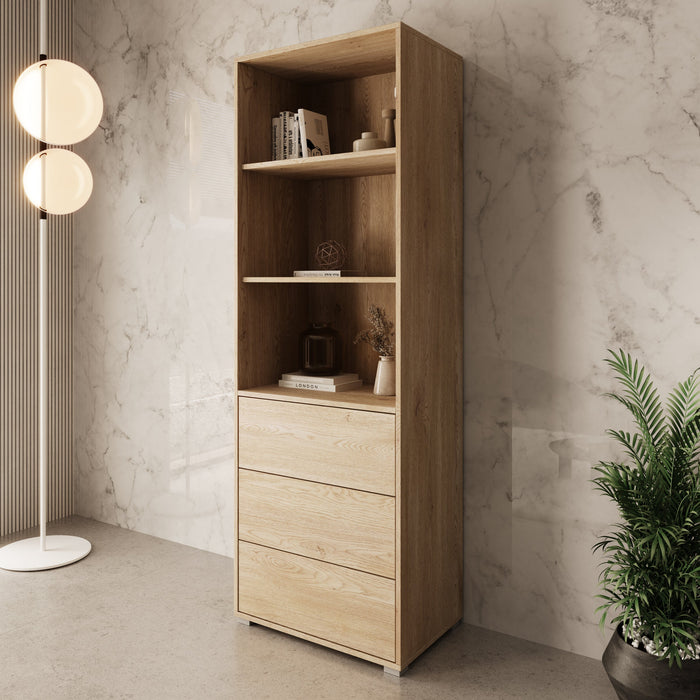 Meubella - Gideon - Boekenkast - Eikenpatroon - 60x40x178 cm