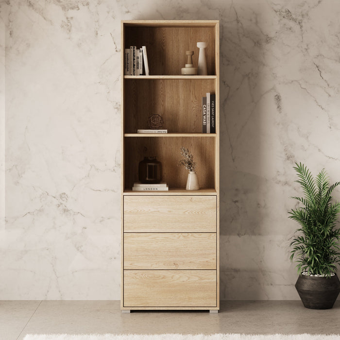 Meubella - Gideon - Boekenkast - Eikenpatroon - 60x40x178 cm