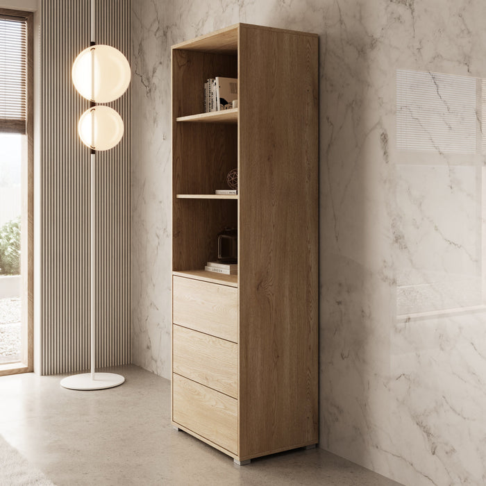 Meubella - Gideon - Boekenkast - Eikenpatroon - 60x40x178 cm