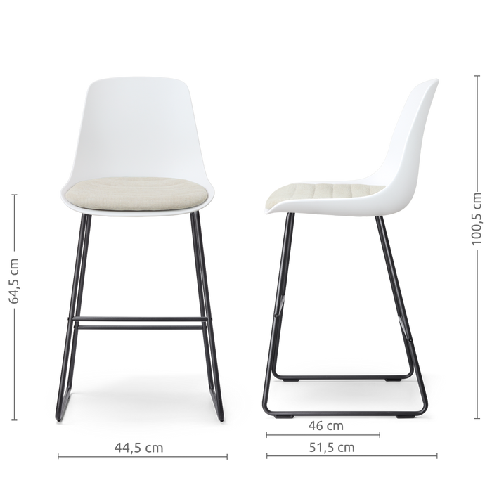 Nolon Nino-Liv barkruk wit met naturelbeige zitkussen - zwart