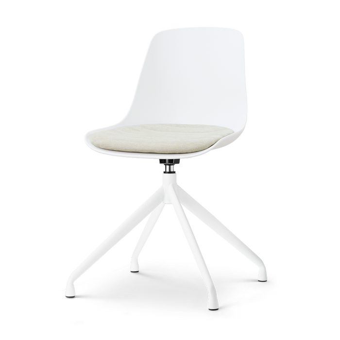Nolon Nola-Liv draaibare eetkamerstoel wit met naturelbeige zitkussen