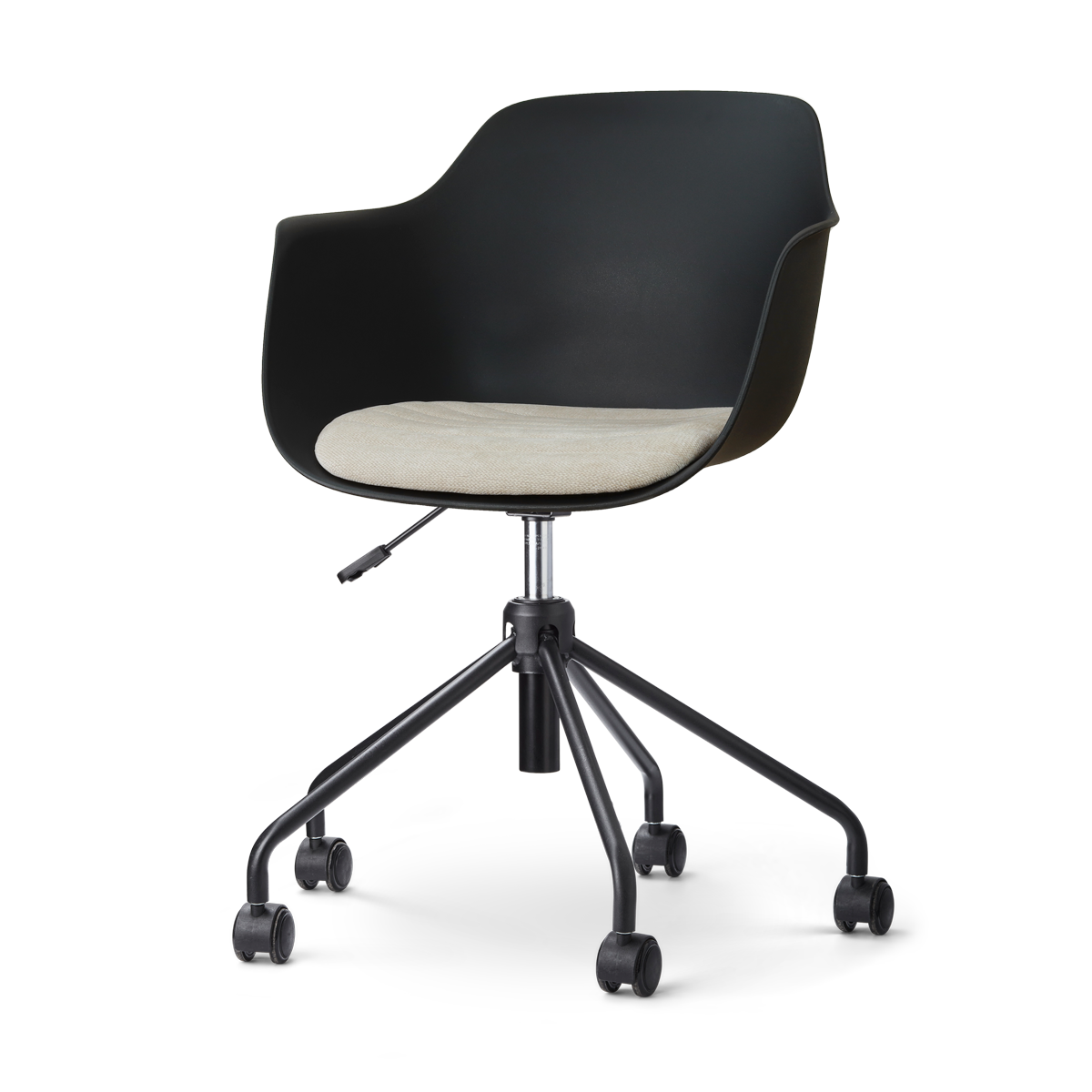 Nolon Nout-Liz eetkamerstoel zwart met naturelbeige zitkussen - zwart