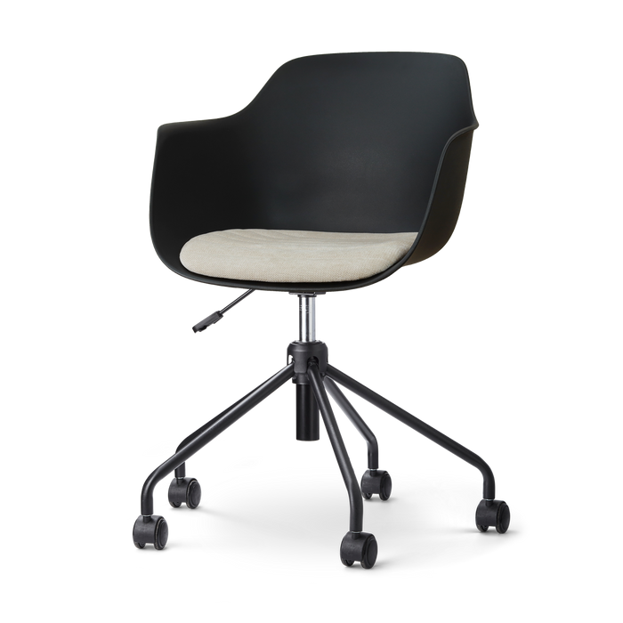 Nolon Nout-Liz eetkamerstoel zwart met naturelbeige zitkussen - zwart