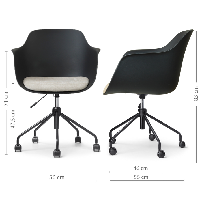 Nolon Nout-Liz eetkamerstoel zwart met naturelbeige zitkussen - zwart