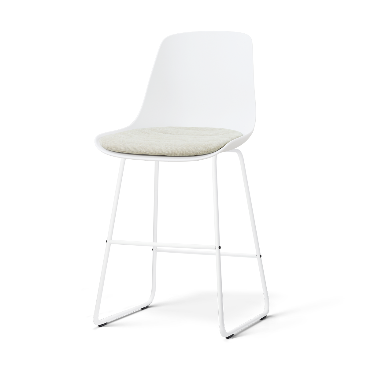 Nolon Nino-Liv barkruk wit met naturelbeige zitkussen - wit onderstel