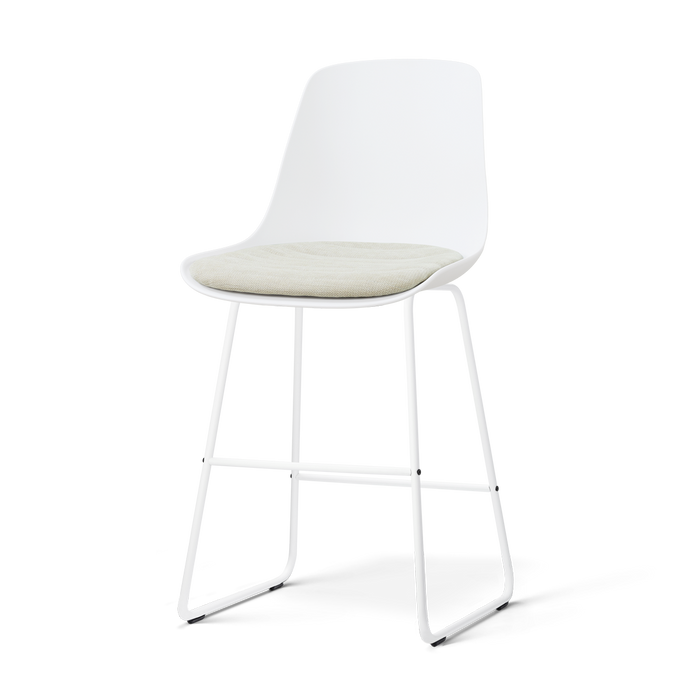 Nolon Nino-Liv Barkruk Wit met Naturelbeige Zitkussen Witte Poten 65