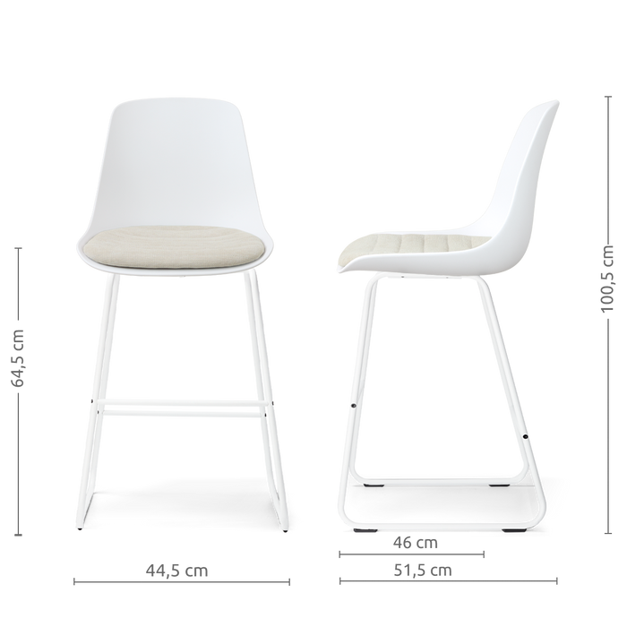 Nolon Nino-Liv barkruk wit met naturelbeige zitkussen - wit onderstel