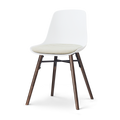 Nolon Nena-Liv eetkamerstoel wit met naturelbeige zitkussen - walnoot