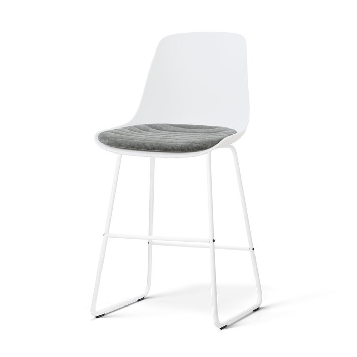 Nolon Nino-Liv barkruk wit met zeegrijs zitkussen - wit onderstel - 65