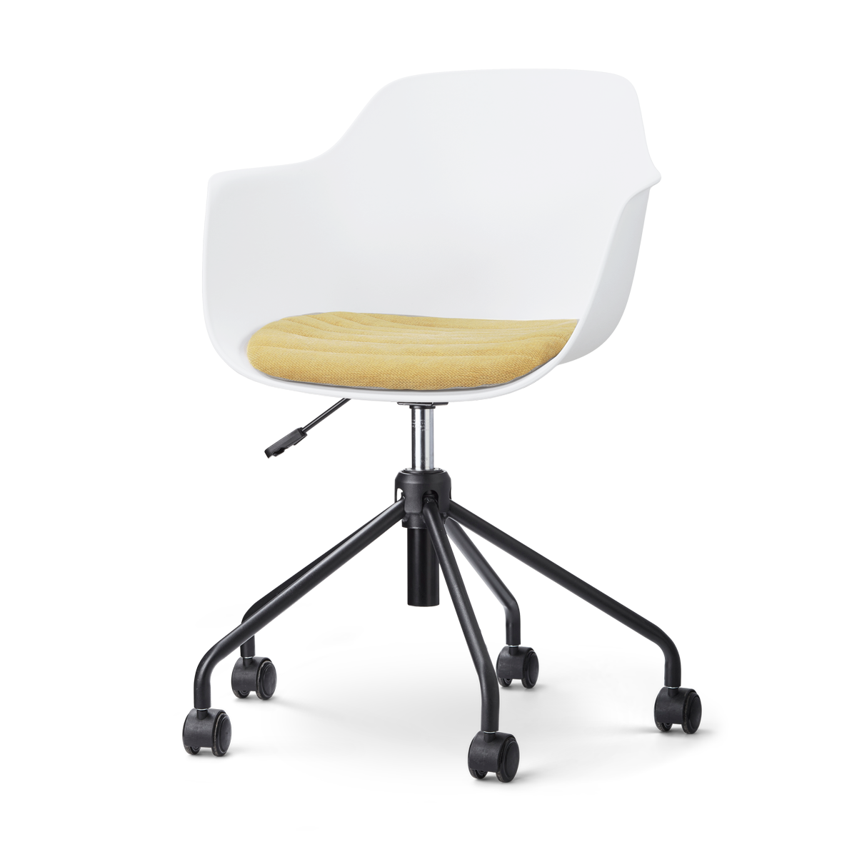 Nolon Nout-Liz eetkamerstoel wit met warm oker zitkussen - zwart