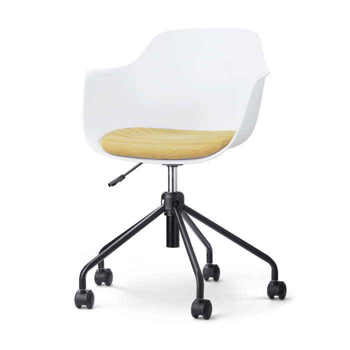 Nolon Nout-Liz eetkamerstoel wit met warm oker zitkussen - zwart