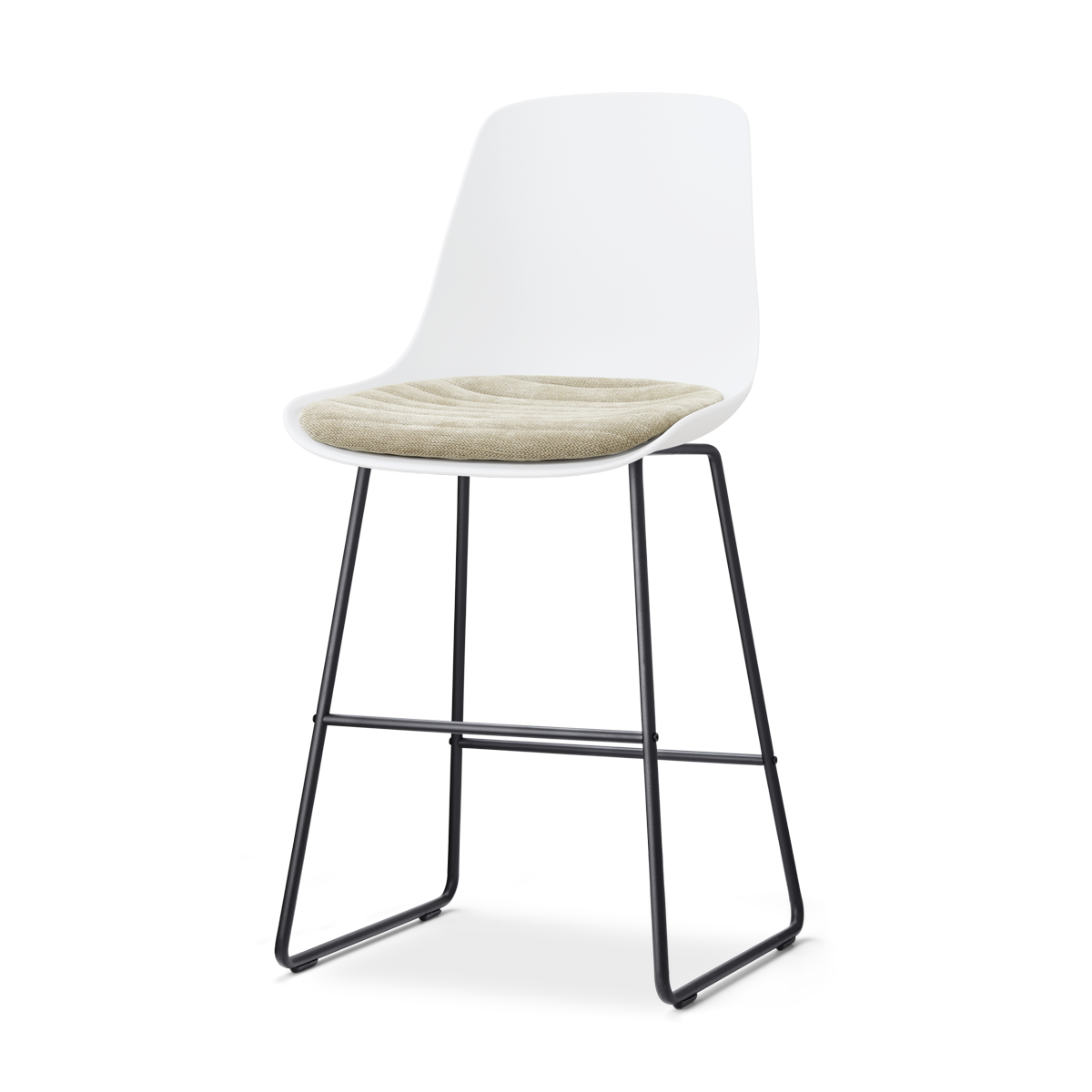 Nolon Nino-Liv barkruk wit met nougatbruin zitkussen - zwart onderstel