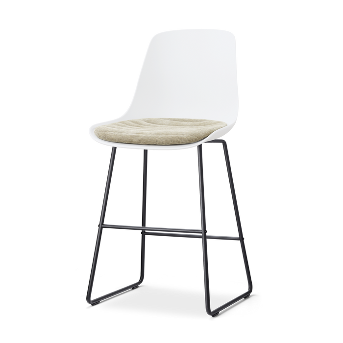 Nolon Nino-Liv barkruk wit met nougatbruin zitkussen - zwart onderstel