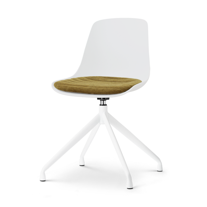 Nolon Nola-Liv draaibare eetkamerstoel wit met mosgroen zitkussen -