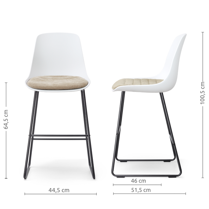 Nolon Nino-Liv barkruk wit met nougatbruin zitkussen - zwart onderstel