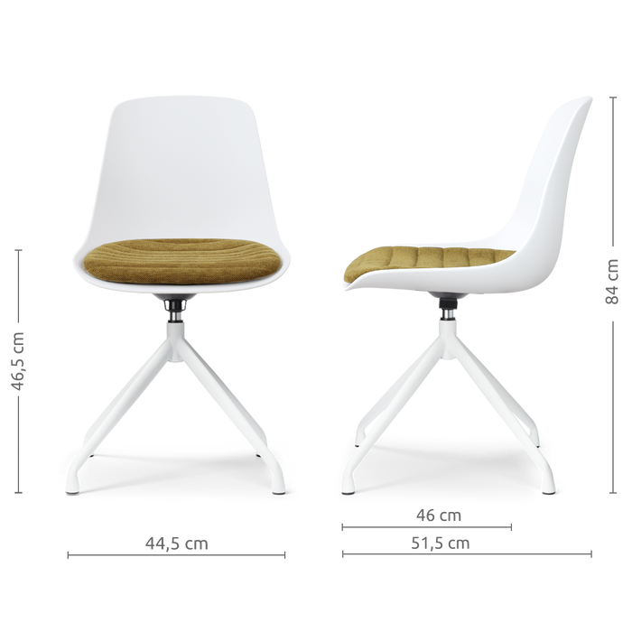Nolon Nola-Liv draaibare eetkamerstoel wit met mosgroen zitkussen -