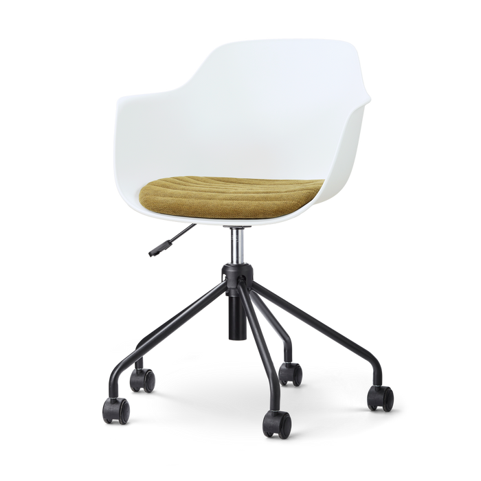 Nolon Nout-Liz eetkamerstoel wit met mosgroen zitkussen - zwart