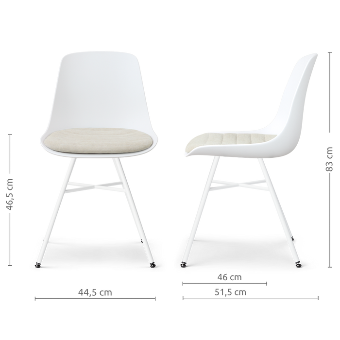 Nolon Noa-Liv eetkamerstoel wit met naturelbeige zitkussen - wit