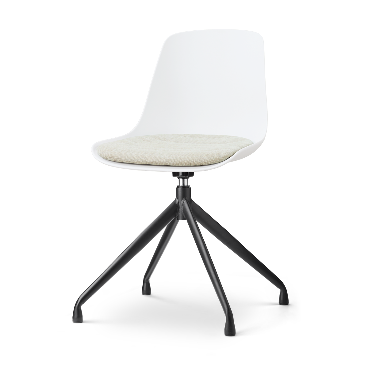 Nolon Nola-Liv draaibare eetkamerstoel wit met naturelbeige zitkussen