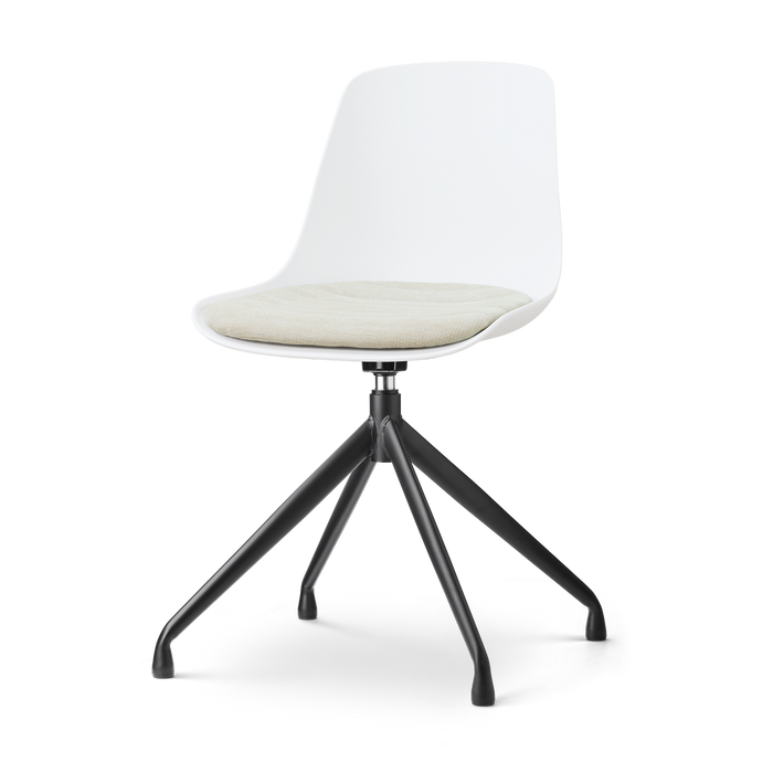 Nolon Nola-Liv draaibare eetkamerstoel wit met naturelbeige zitkussen