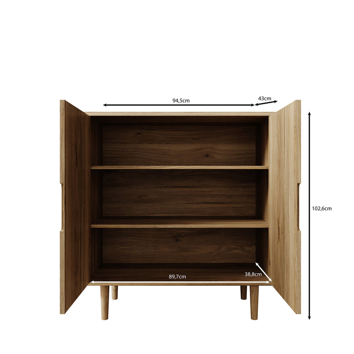 Meubella - Selwood - Dressoir - Eikenpatroon - 95x43x103 cm