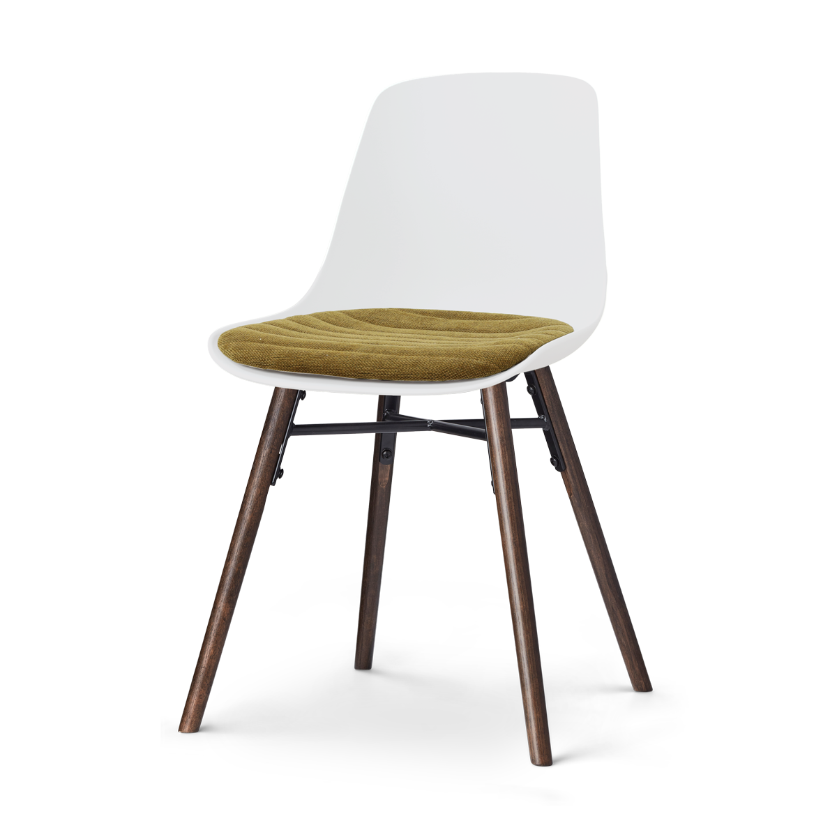 Nolon Nena-Liv eetkamerstoel wit met mosgroen zitkussen - walnoot