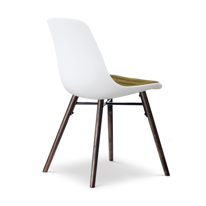 Nolon Nena-Liv eetkamerstoel wit met mosgroen zitkussen - walnoot