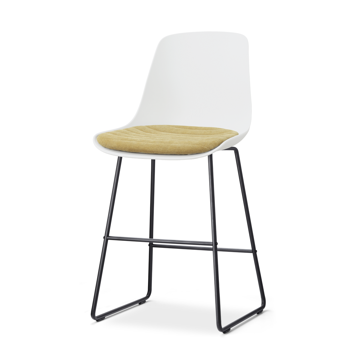 Nolon Nino-Liv barkruk wit met warm oker zitkussen - zwart onderstel -