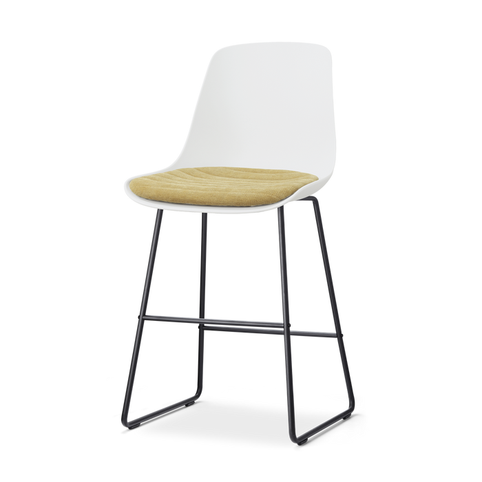 Nolon Nino-Liv barkruk wit met warm oker zitkussen - zwart onderstel -