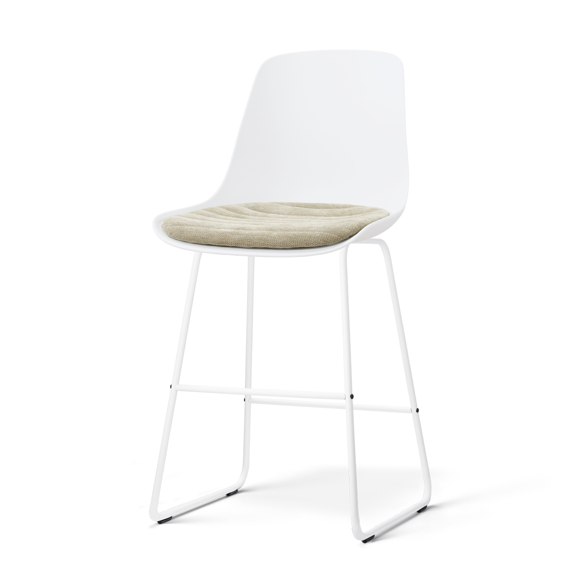 Nolon Nino-Liv barkruk wit met nougatbruin zitkussen - wit onderstel -