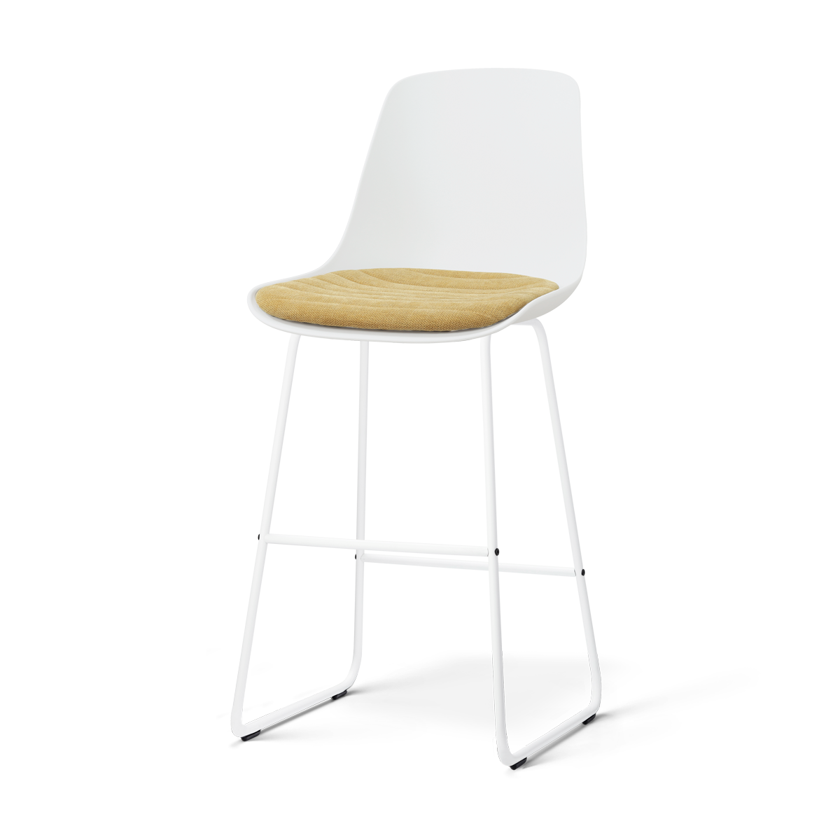 Nolon Nino-Liv barkruk wit met warm oker zitkussen - wit onderstel -