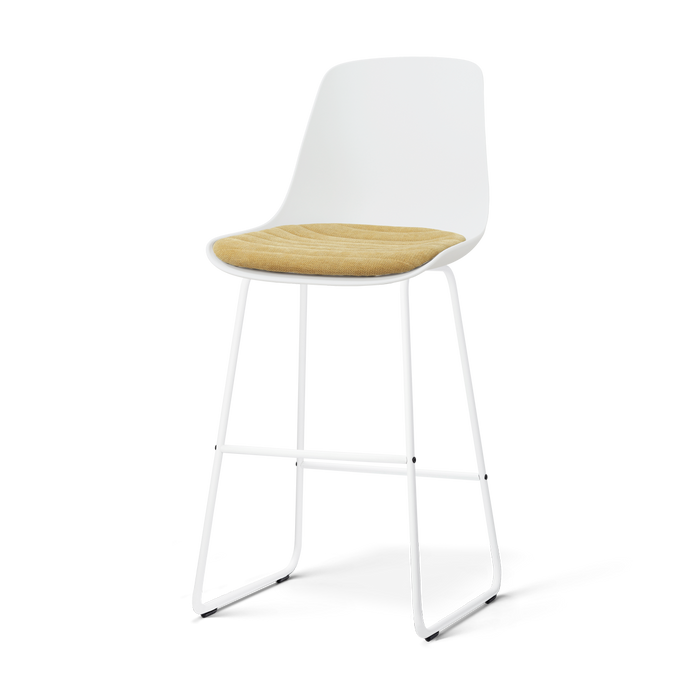 Nolon Nino-Liv barkruk wit met warm oker zitkussen - wit onderstel -