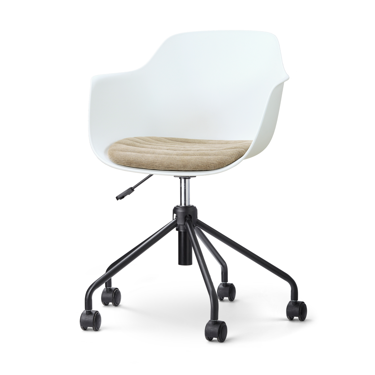 Nolon Nout-Liz eetkamerstoel wit met nougatbruin zitkussen - zwart