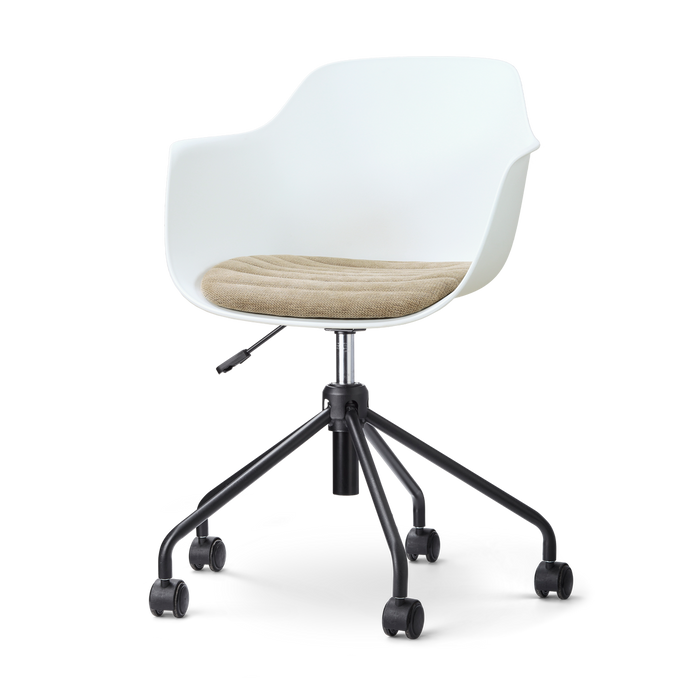 Nolon Nout-Liz eetkamerstoel wit met nougatbruin zitkussen - zwart