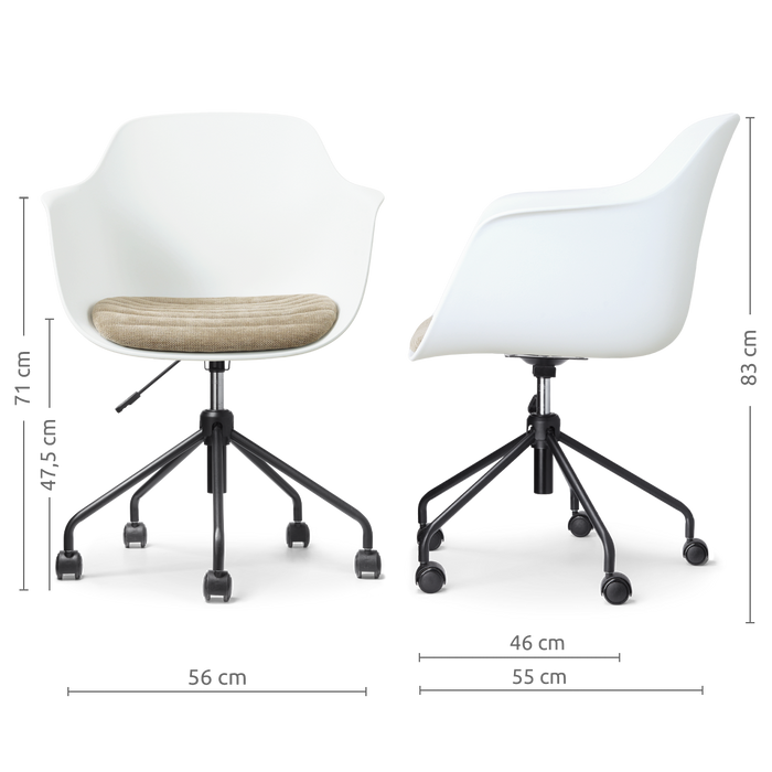 Nolon Nout-Liz eetkamerstoel wit met nougatbruin zitkussen - zwart