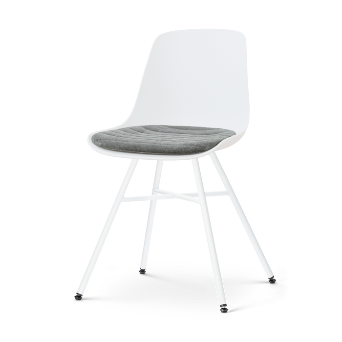 Nolon Noa-Liv eetkamerstoel wit met zeegrijs zitkussen - wit onderstel