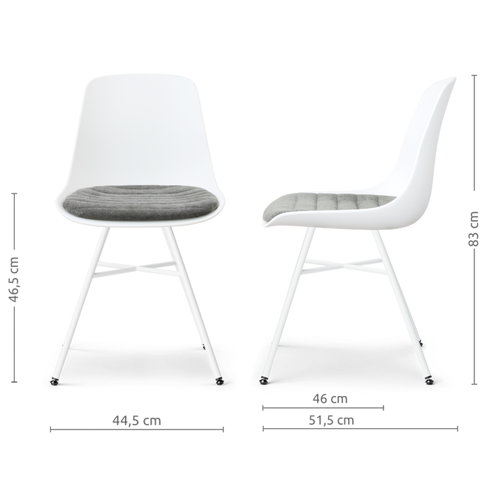 Nolon Noa-Liv eetkamerstoel wit met zeegrijs zitkussen - wit onderstel
