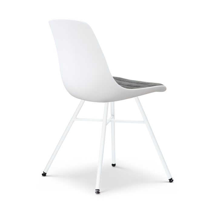 Nolon Noa-Liv eetkamerstoel wit met zeegrijs zitkussen - wit onderstel