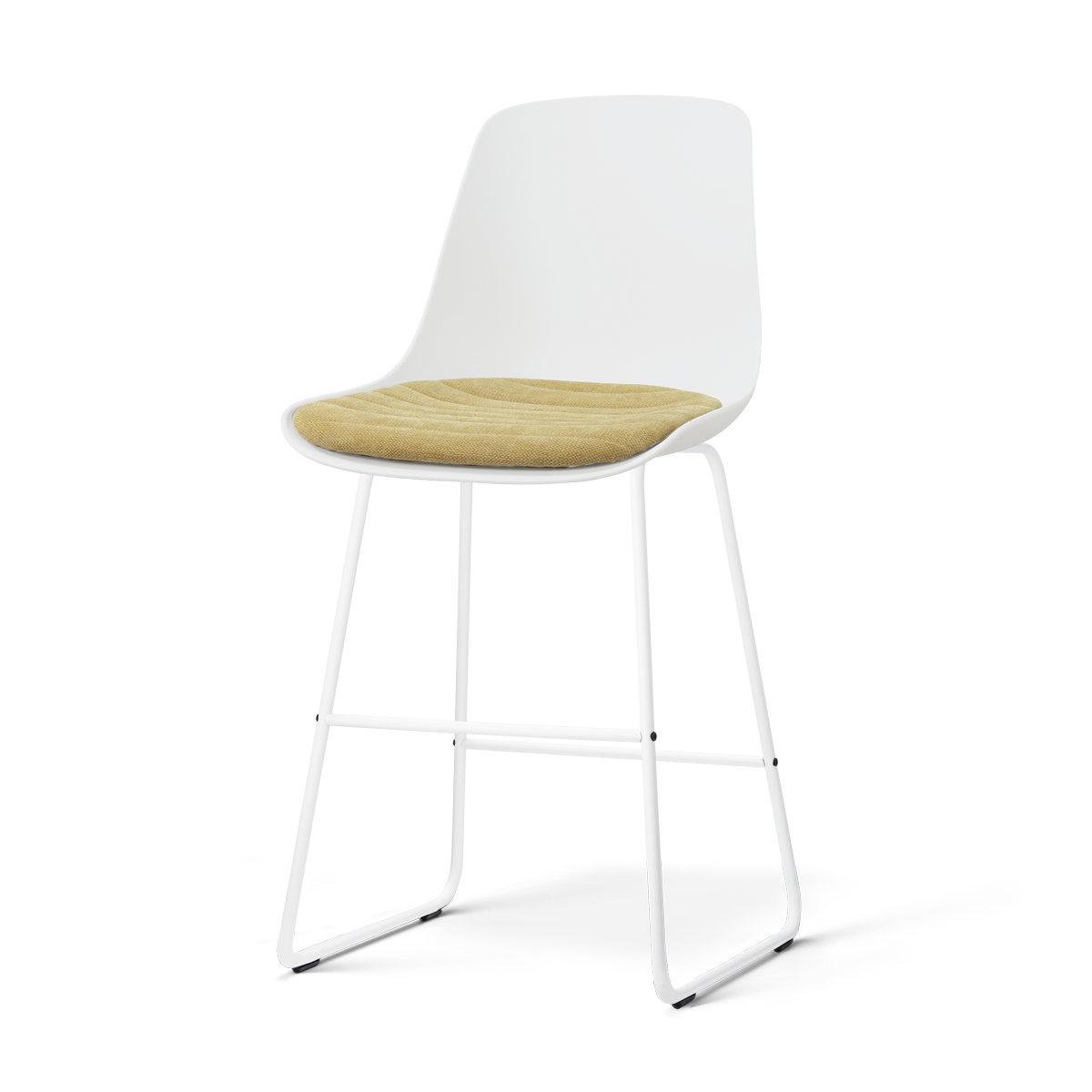 Nolon Nino-Liv barkruk wit met warm oker zitkussen - wit onderstel -