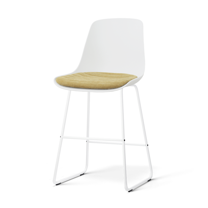 Nolon Nino-Liv barkruk wit met warm oker zitkussen - wit onderstel -