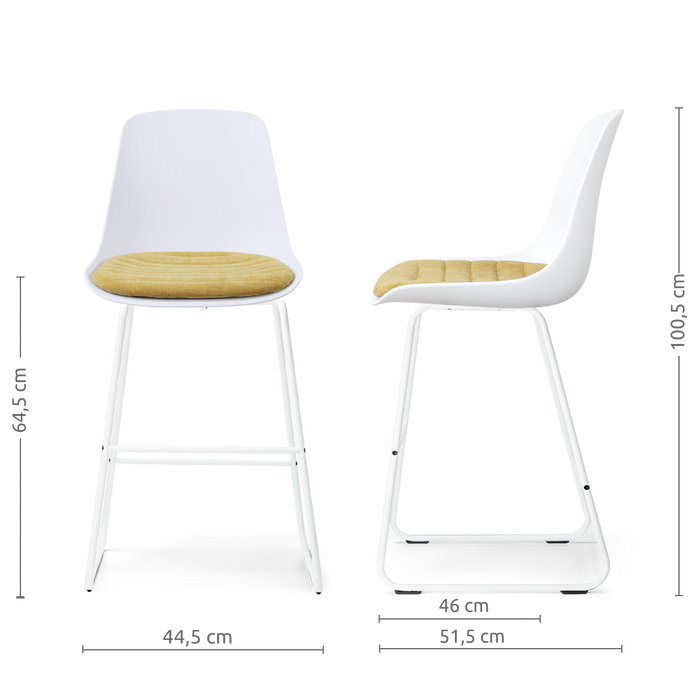 Nolon Nino-Liv barkruk wit met warm oker zitkussen - wit onderstel -