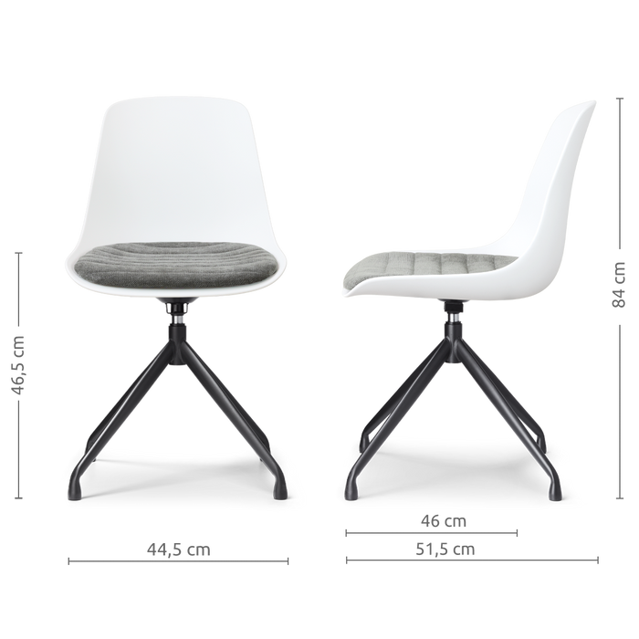 Nolon Nola-Liv draaibare eetkamerstoel wit met zeegrijs zitkussen -