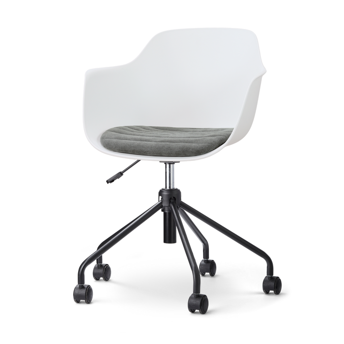 Nolon Nout-Liz eetkamerstoel wit met zeegrijs zitkussen - zwart