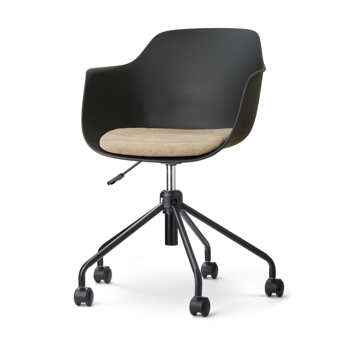 Nolon Nout-Liz eetkamerstoel zwart met nougatbruin zitkussen - zwart