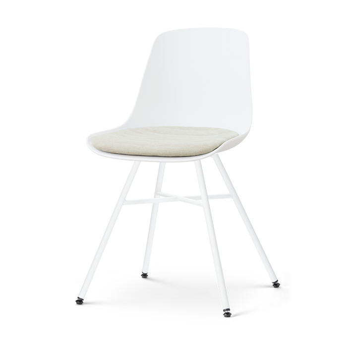 Nolon Noa-Liv eetkamerstoel wit met naturelbeige zitkussen - wit