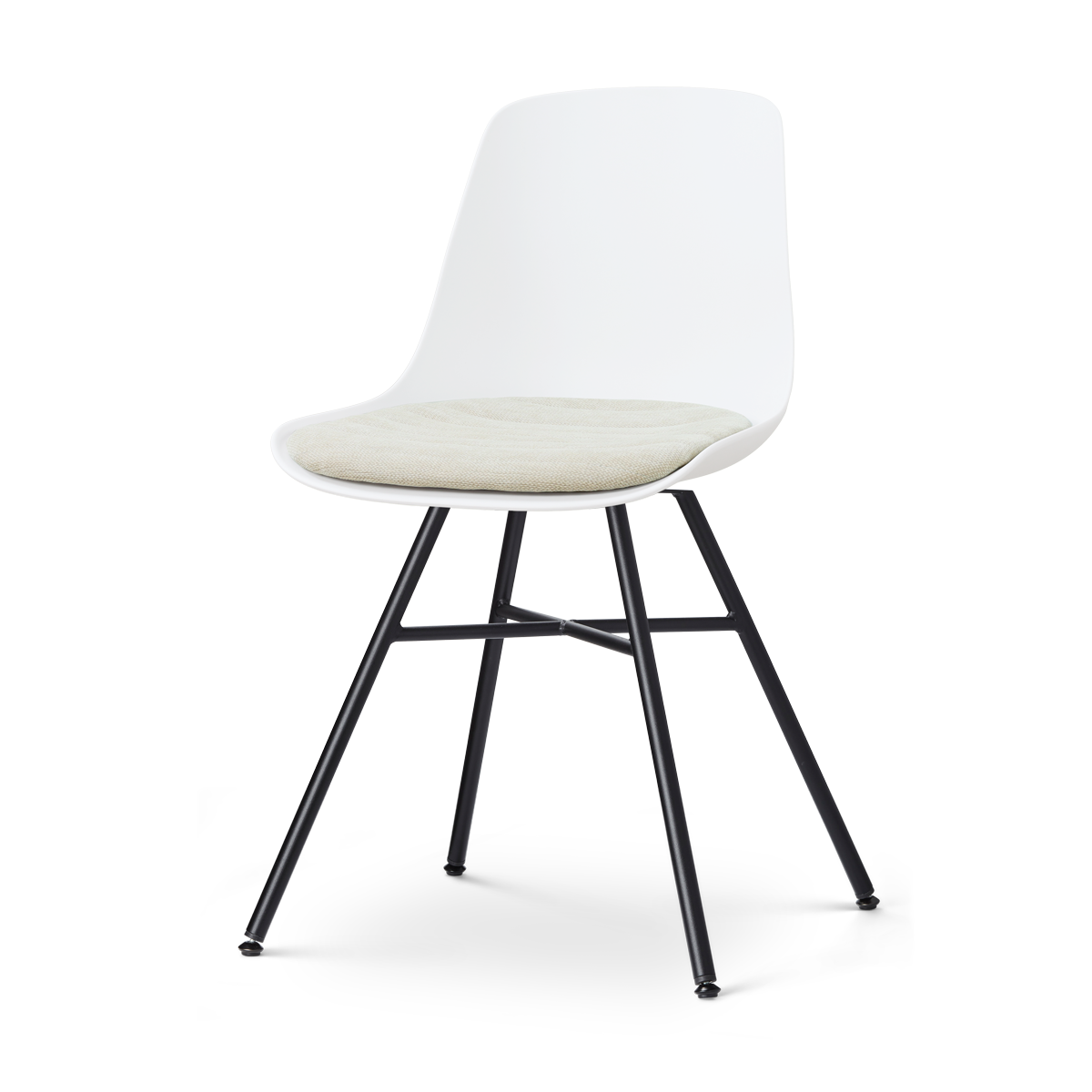 Nolon Noa-Liv eetkamerstoel wit met naturelbeige zitkussen - zwart