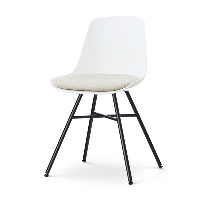 Nolon Noa-Liv eetkamerstoel wit met naturelbeige zitkussen - zwart
