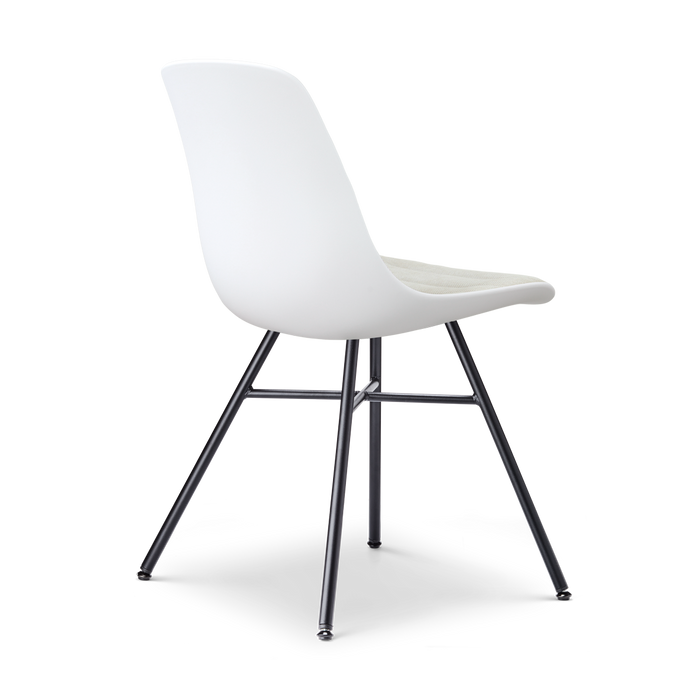 Nolon Noa-Liv eetkamerstoel wit met naturelbeige zitkussen - zwart